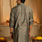 The Muslin Sea Green And Off-White Tribal Print Long Kurta