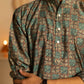 The Muslin Sea Green And Off-White Tribal Print Long Kurta