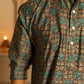 The Muslin Sea Green And Off-White Tribal Print Long Kurta