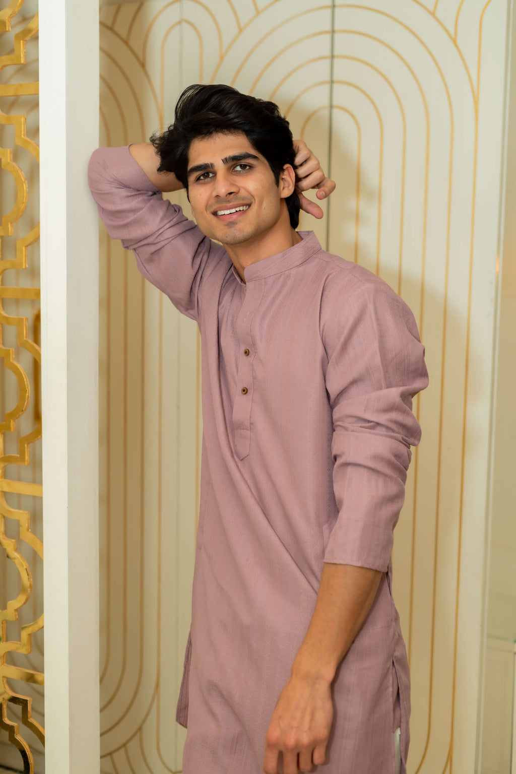 The Light Purple Self Work Long Kurta