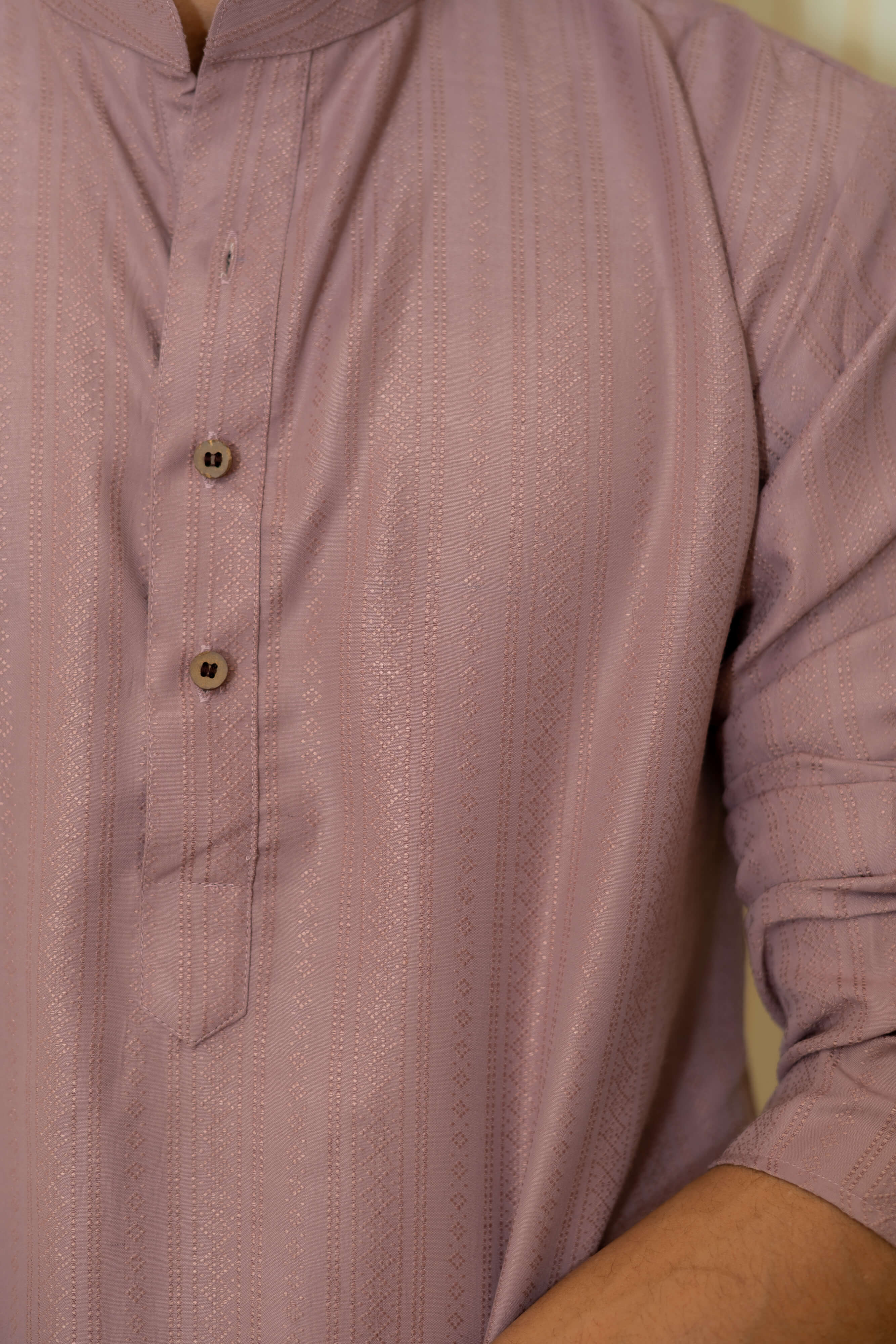 The Light Purple Self Work Long Kurta