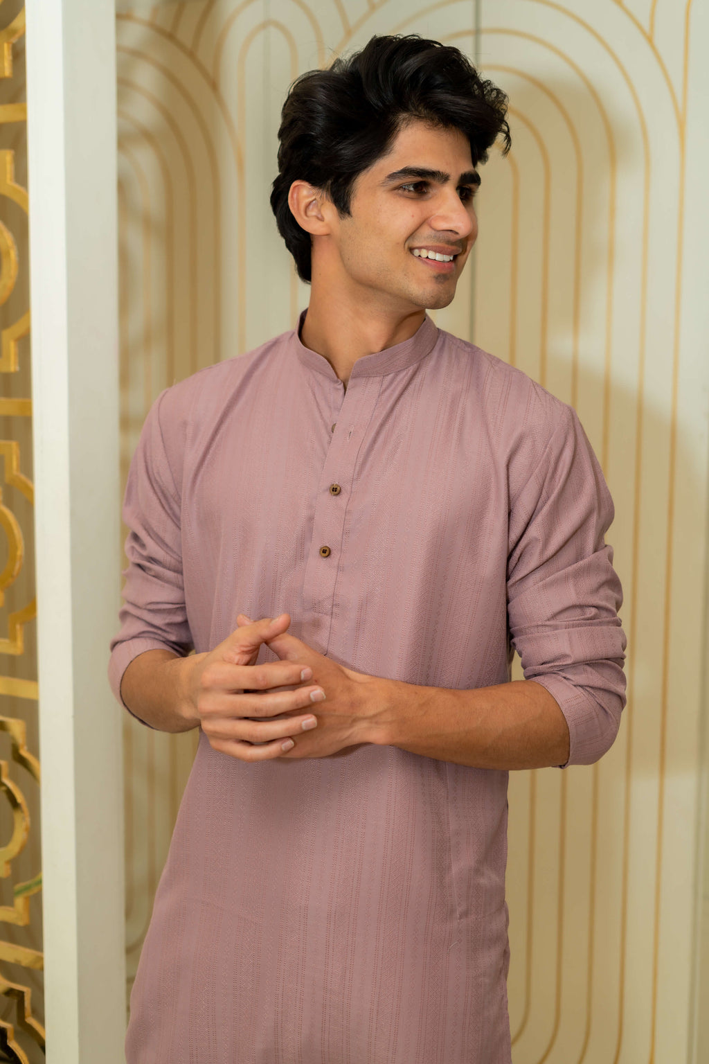The Light Purple Self Work Long Kurta