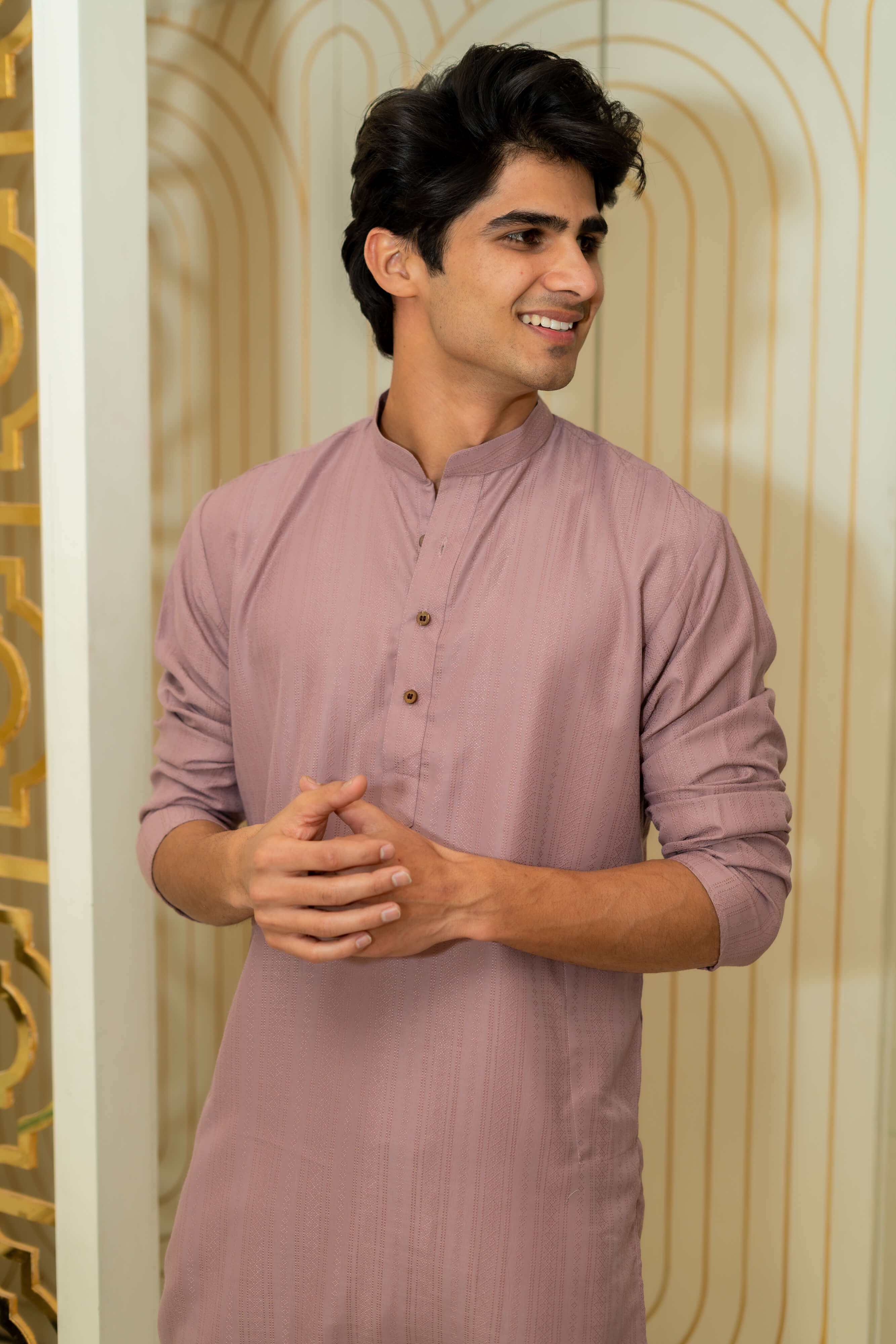 The Light Purple Self Work Long Kurta