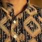 The Navy Blue And Brown Geometric Print Long Kurta