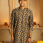 The Navy Blue And Brown Geometric Print Long Kurta