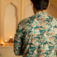 The Dark Green All-Over Floral Foil Print Long Kurta