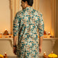 The Dark Green All-Over Floral Foil Print Long Kurta