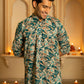 Dark green long kurta for men