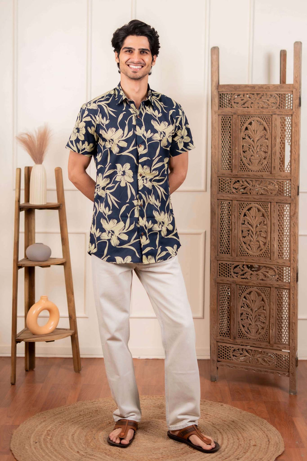 The Astro Blue Ivory Floral Shirt