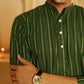 Dark green long kurta for men