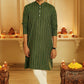 The Dark Green And Golden Self Work Long Kurta