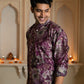 The Dark Purple Long Kurta With All-Over Floral Foil Print
