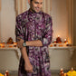 The Dark Purple Long Kurta With All-Over Floral Foil Print
