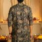 The Black Long Kurta With Brown Floral Foil Print