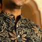 The Black Long Kurta With Brown Floral Foil Print