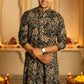 The Black Long Kurta With Brown Floral Foil Print