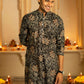 The Black Long Kurta With Brown Floral Foil Print
