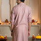 The Golden Zigzag Embroidery Work Long Kurta In Light Purple Color