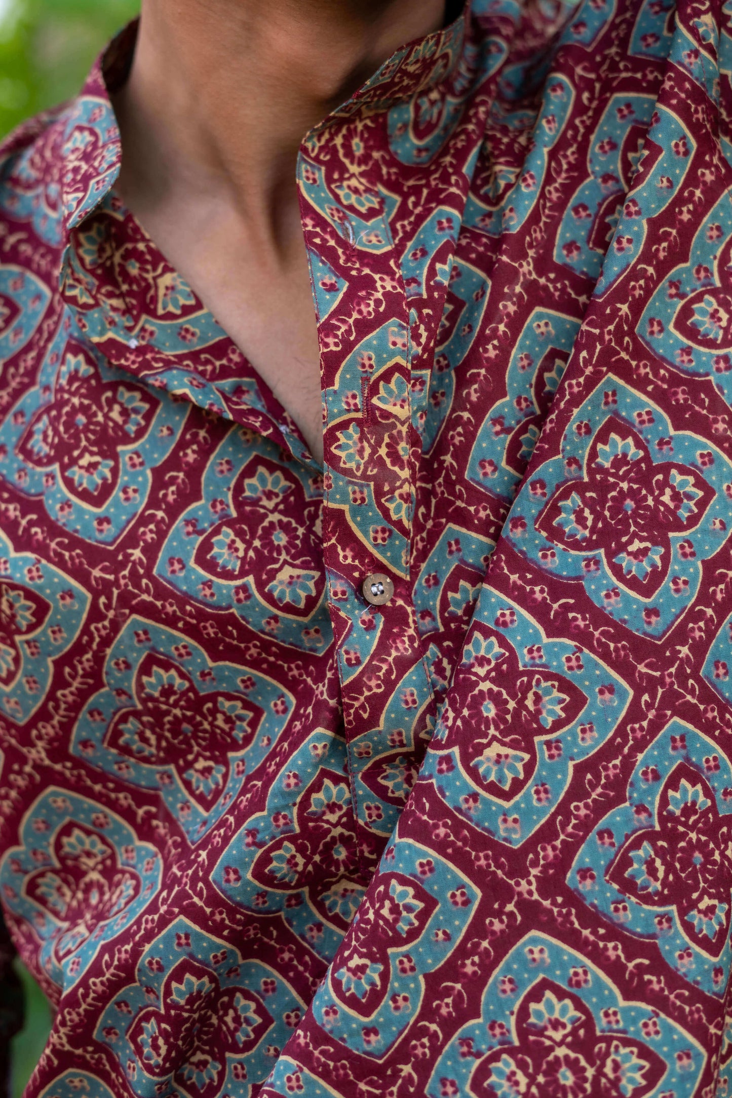 The Rusty Red Short Kurta With Ajrak Look Floral Print