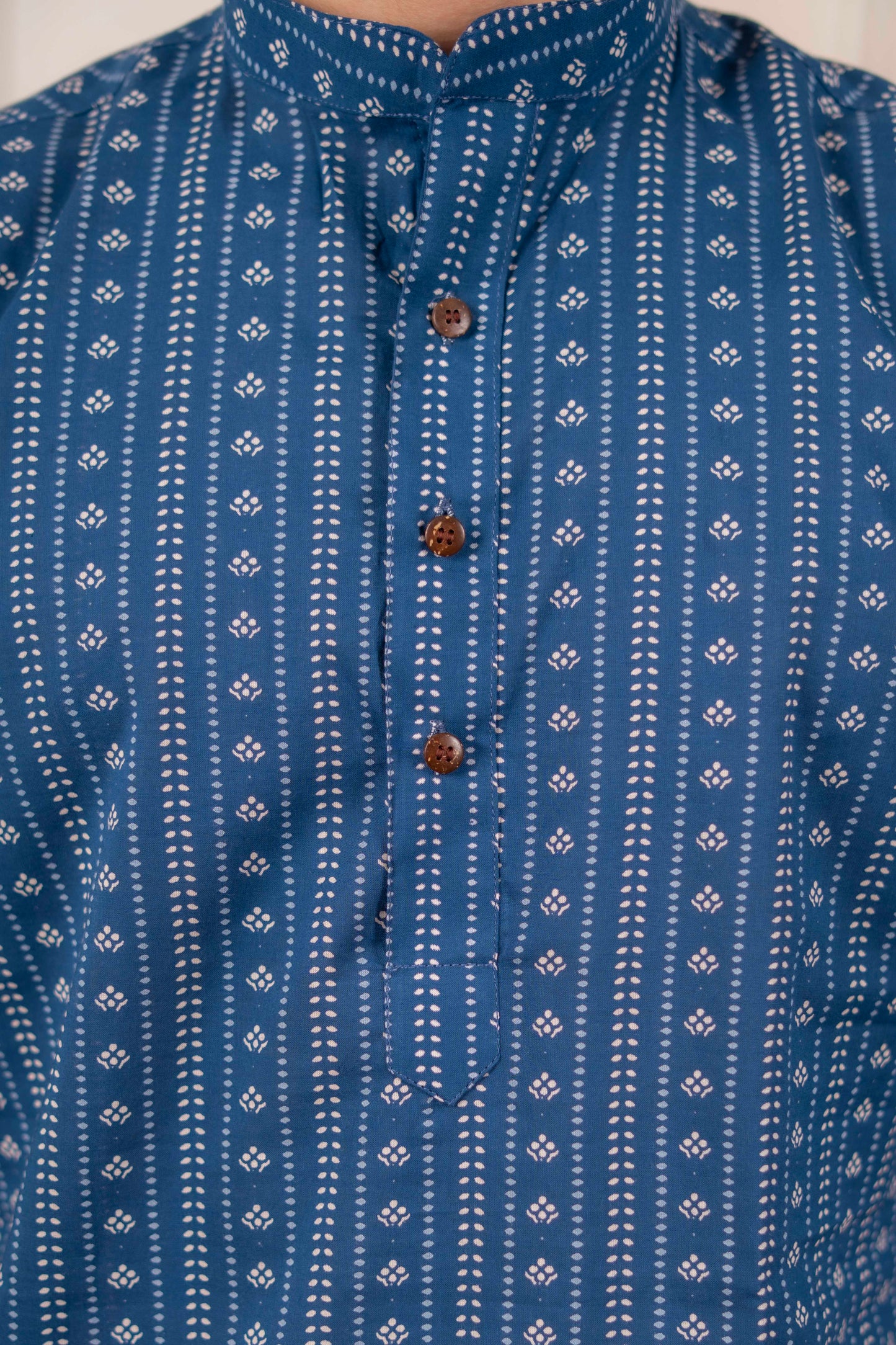 The Acquire Blue Block Print Short Kurta