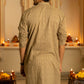 The Earthy Brown Long Kurta With Striped Tribal Foil Print