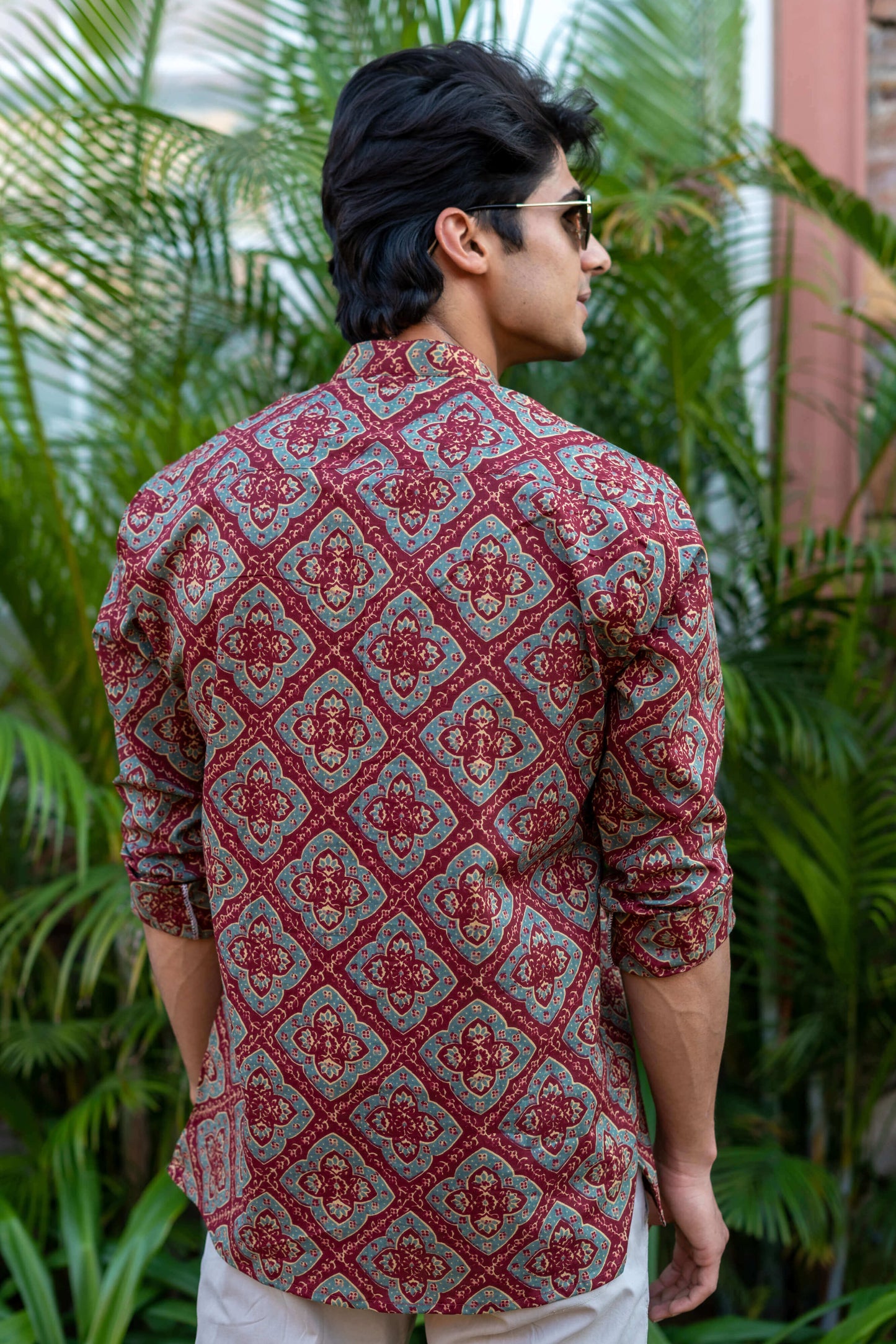 The Rusty Red Short Kurta With Ajrak Look Floral Print