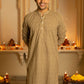 The Earthy Brown Long Kurta With Striped Tribal Foil Print