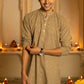 The Earthy Brown Long Kurta With Striped Tribal Foil Print