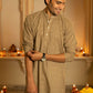 The Earthy Brown Long Kurta With Striped Tribal Foil Print