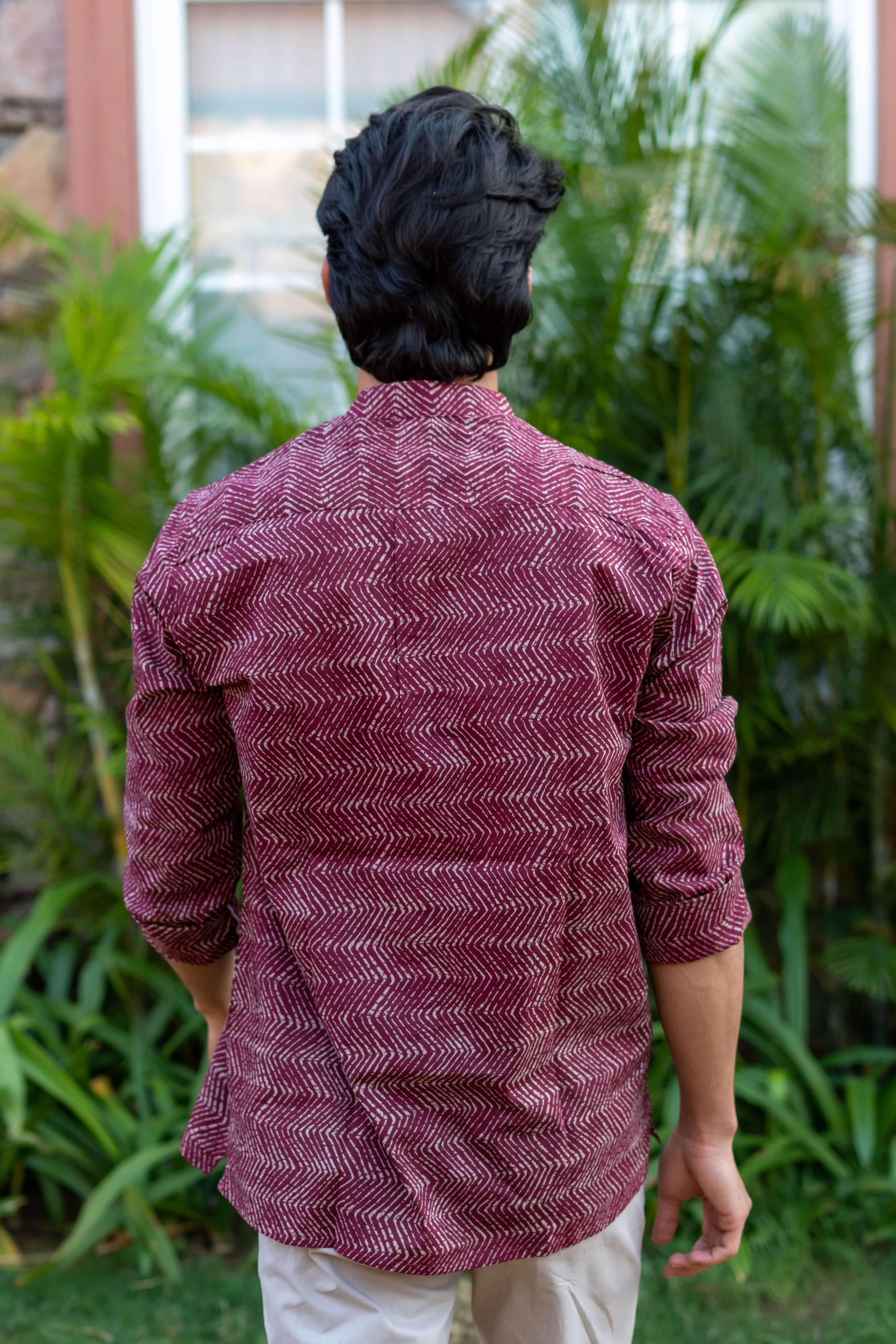 The Maroon Short Kurta With Tribal ZIg Zag Print