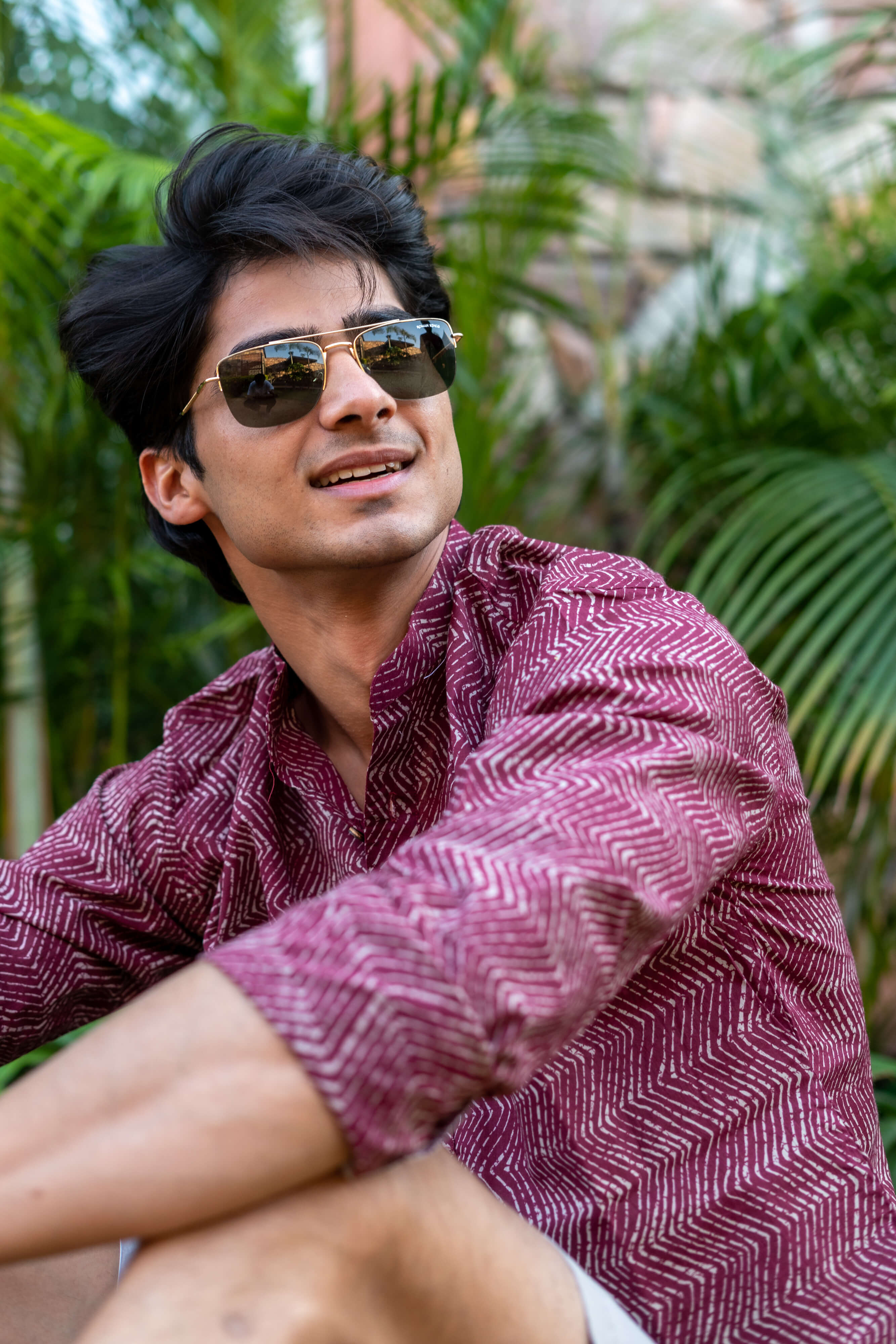 The Maroon Short Kurta With Tribal ZIg Zag Print