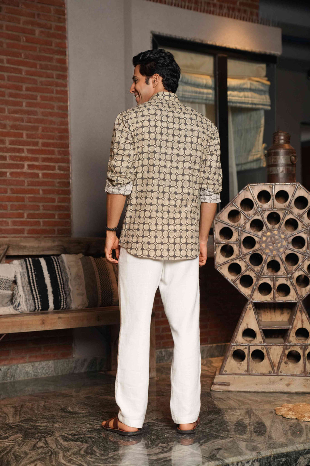 The Pebble Grey Shirt With Circle Pattern