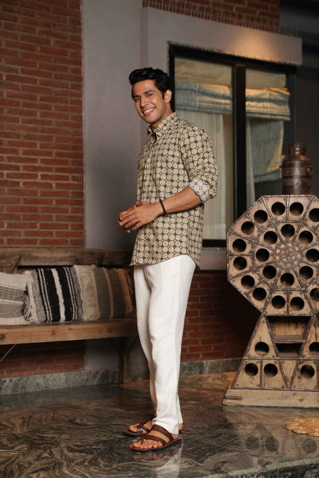 The Pebble Grey Shirt With Circle Pattern