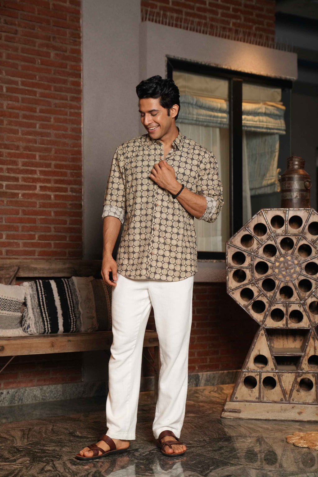 The Pebble Grey Shirt With Circle Pattern
