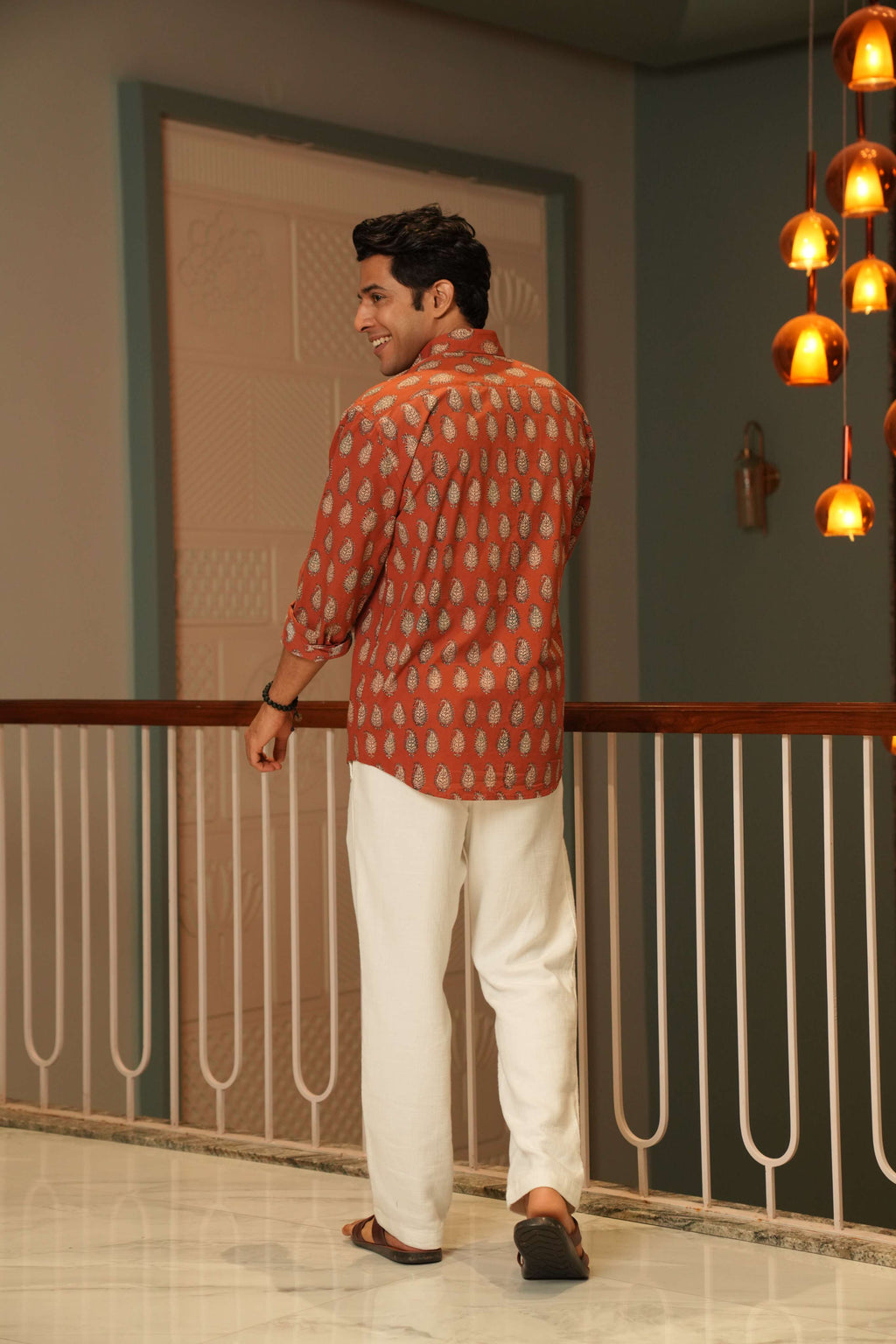 The Rust Red Shirt With Paisley Print