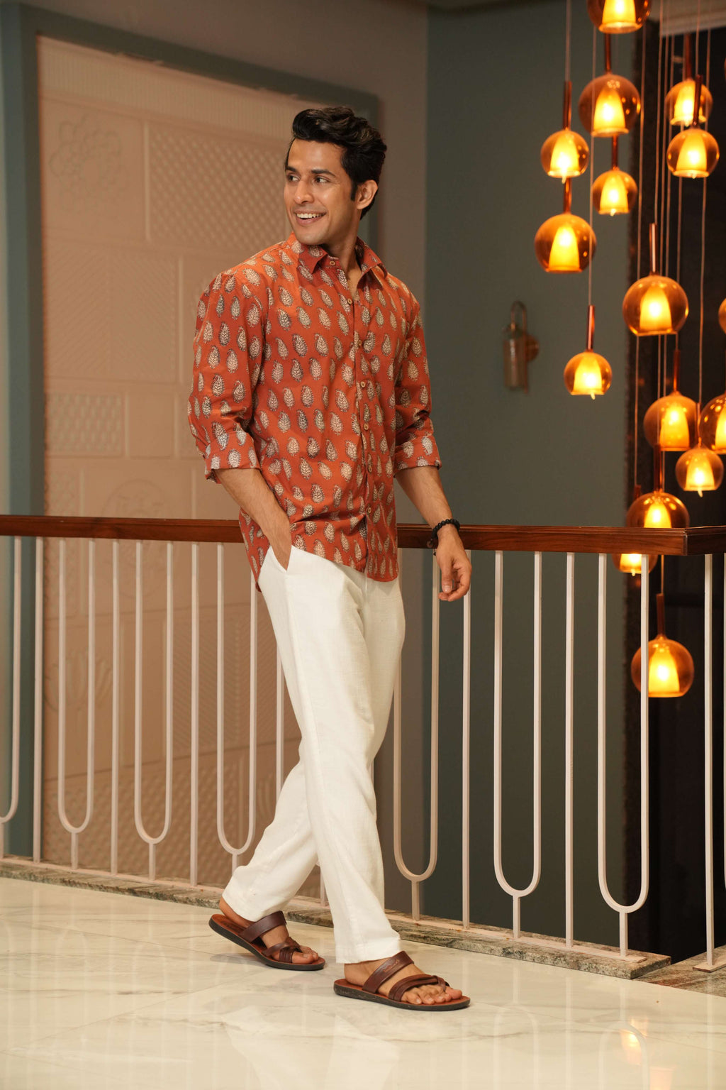 The Rust Red Shirt With Paisley Print