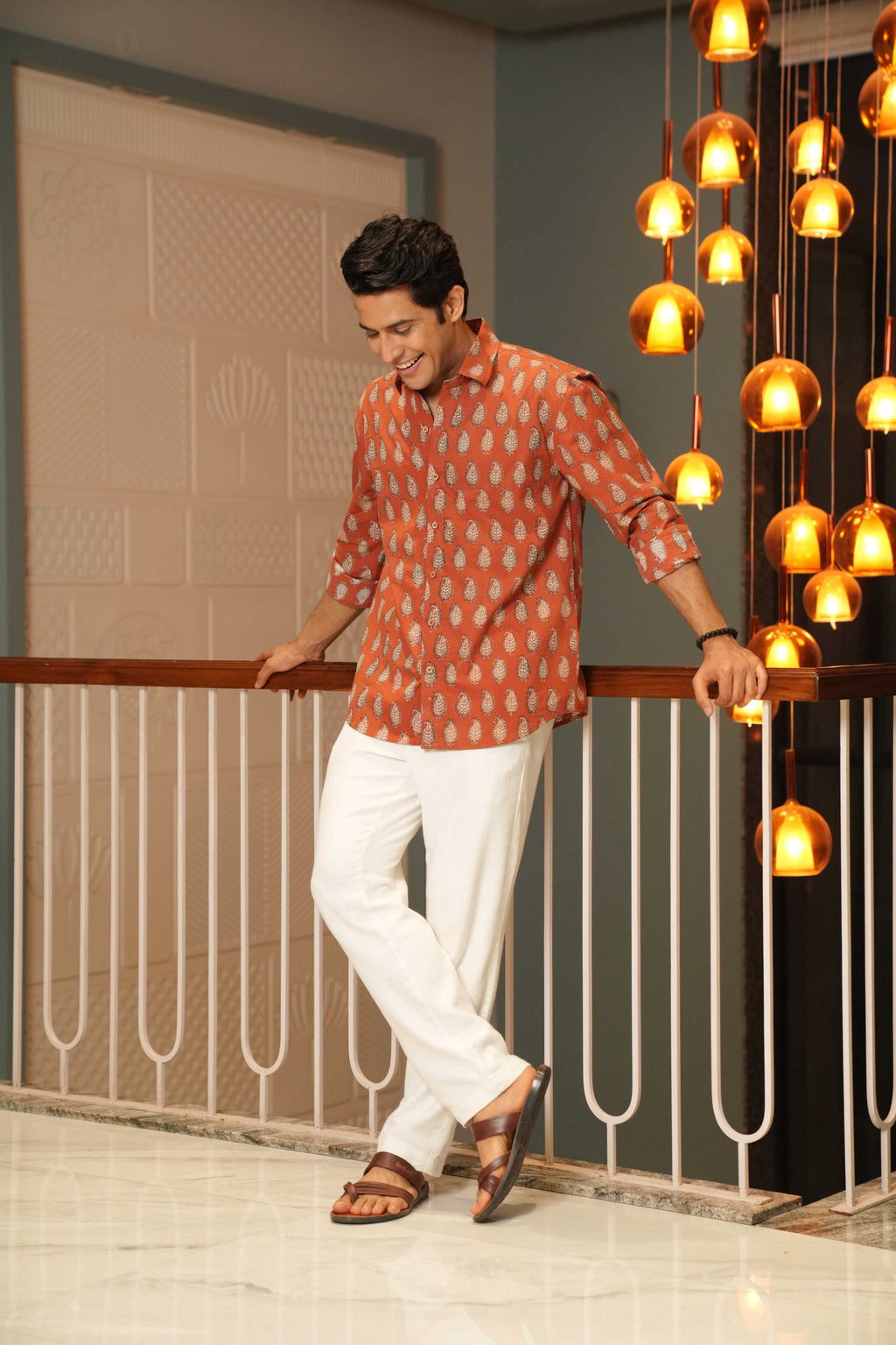 The Rust Red Shirt With Paisley Print