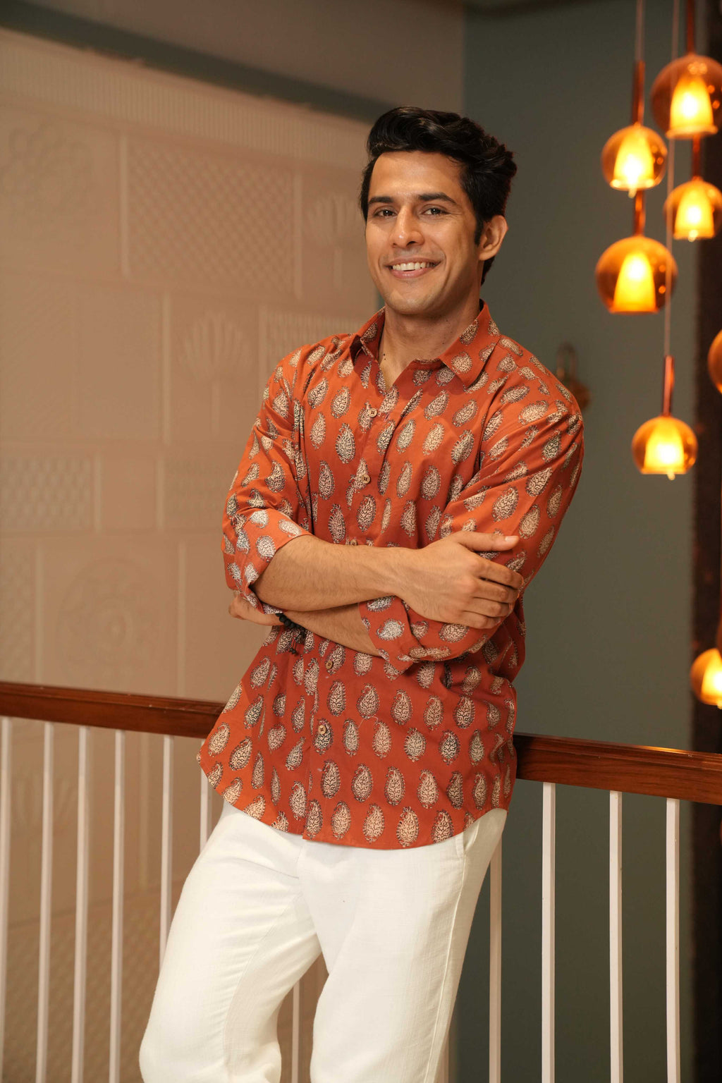 The Rust Red Shirt With Paisley Print