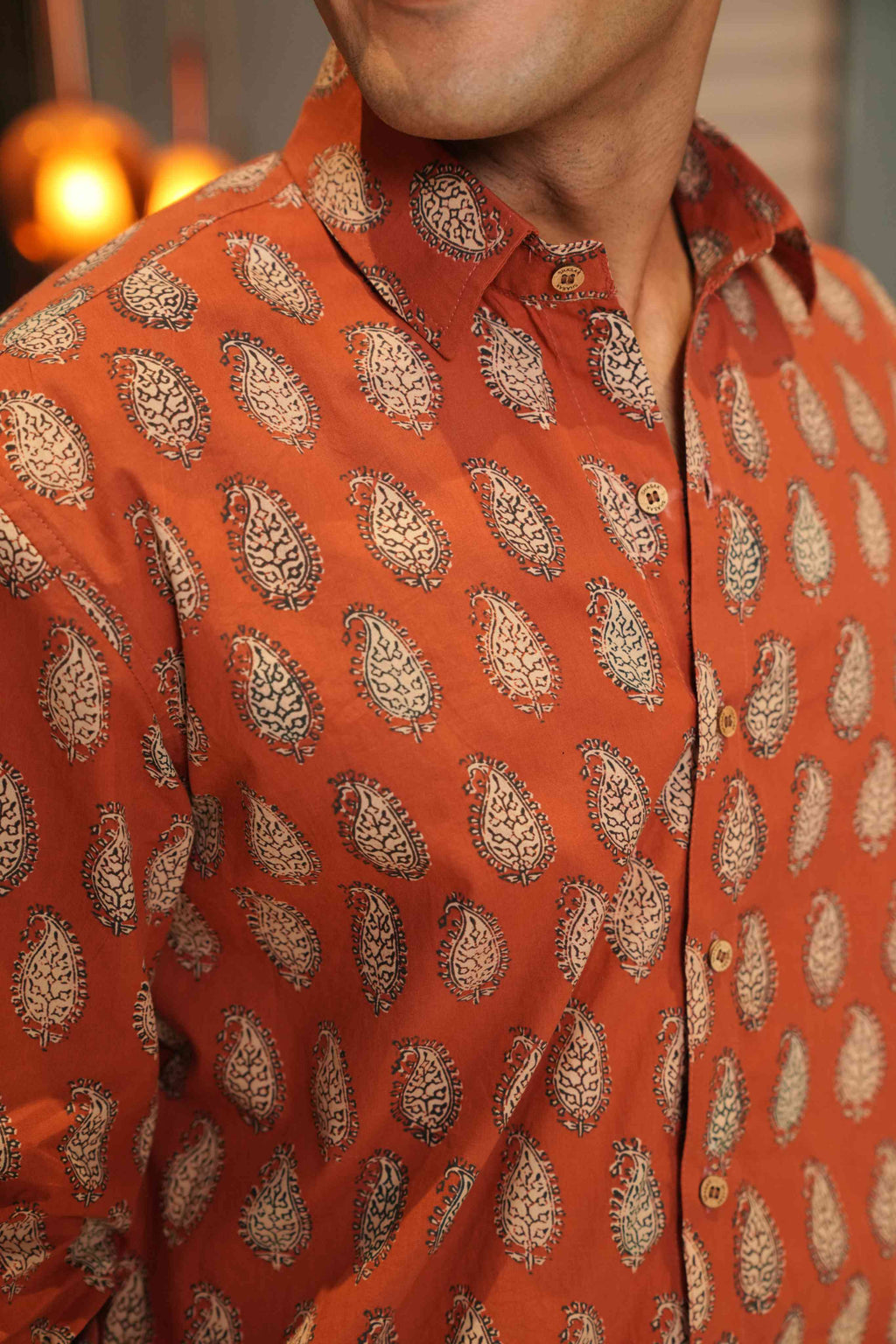 The Rust Red Shirt With Paisley Print