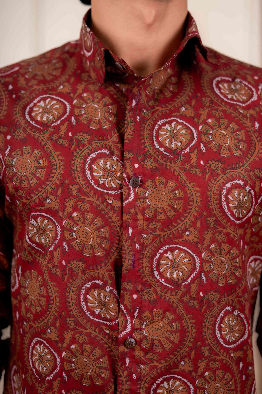The Deep Maroon Petal Print Shirt