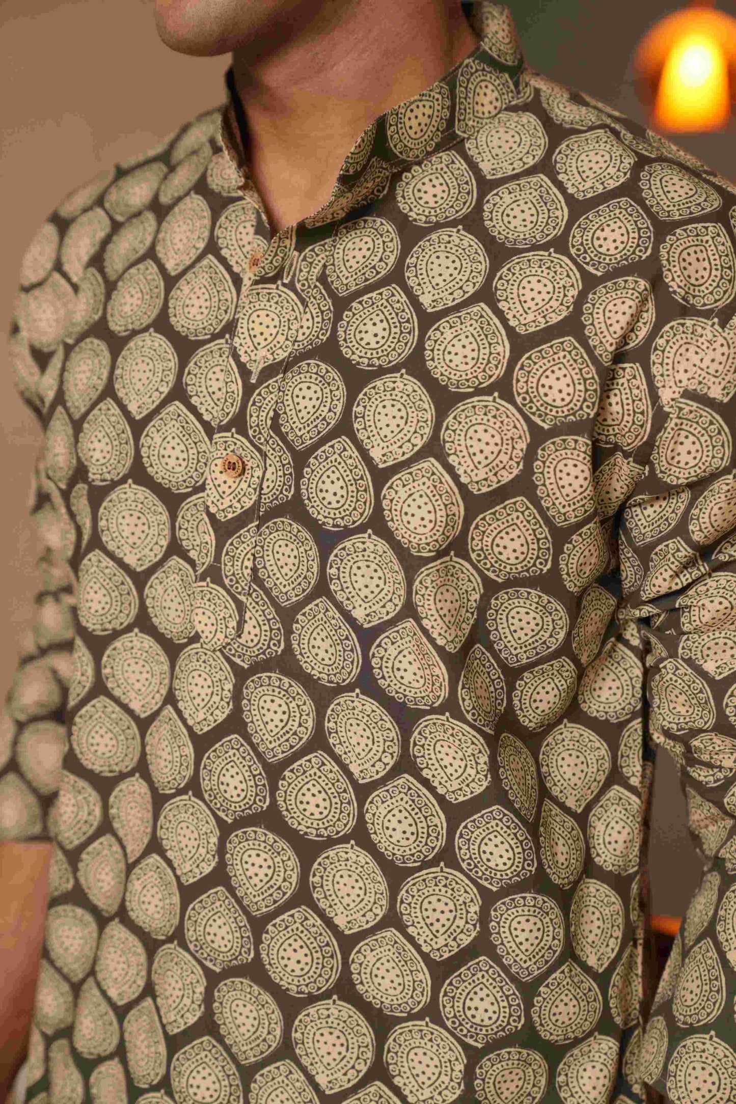 The Pebble Grey Short Kurta With Batik Print