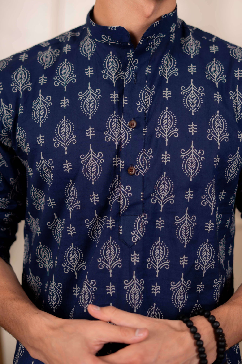 The Egyptian Blue Short Kurta With Indian Motifs
