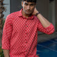 The Red Kantha Work Shirt With White Butti Print