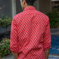 The Red Kantha Work Shirt With White Butti Print