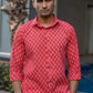 The Red Kantha Work Shirt With White Butti Print