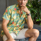 The Funky Green And Yellow Shirt With All-Over Floral Print (Half Sleeves)