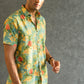 The Funky Green And Yellow Shirt With All-Over Floral Print (Half Sleeves)