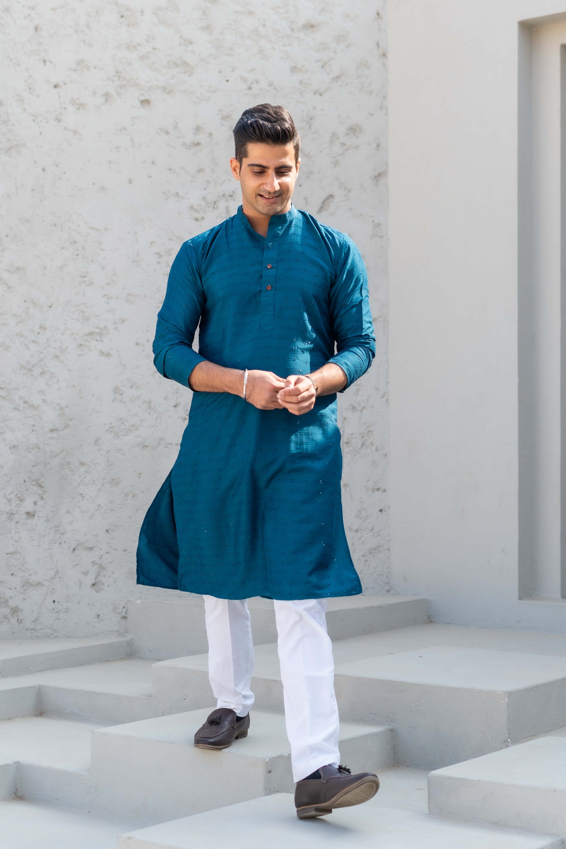 Man in Blue Long Kurta