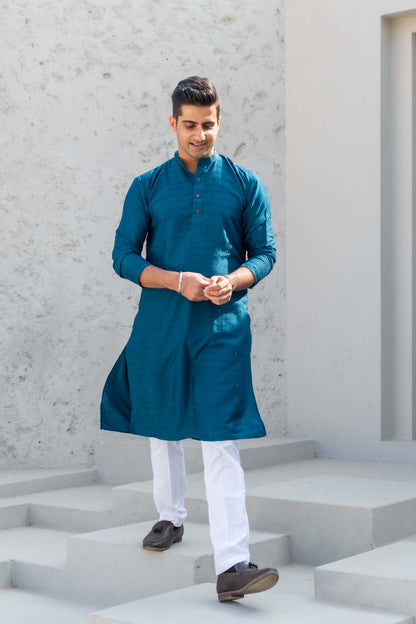 Man in Blue Long Kurta