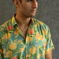 The Funky Green And Yellow Shirt With All-Over Floral Print (Half Sleeves)